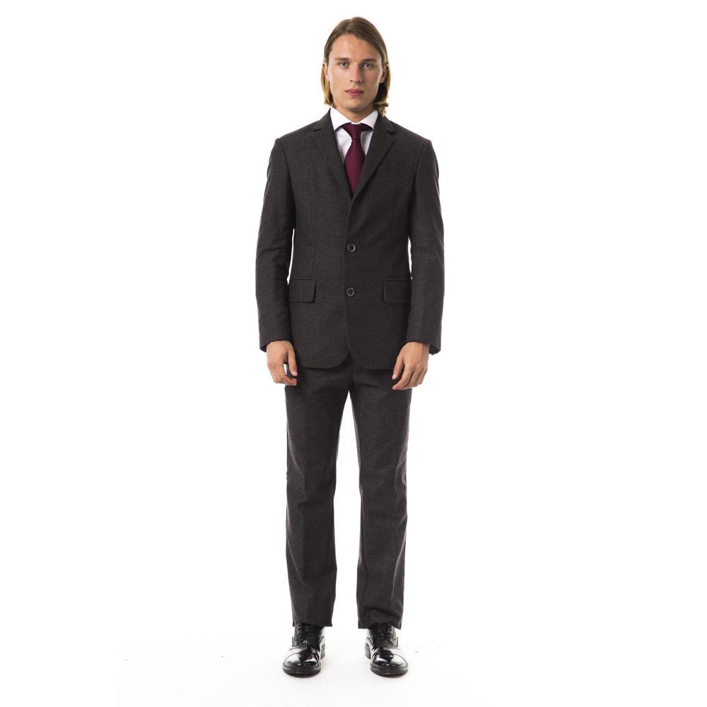 Brown Cotton Two-Piece Suit - ventzia