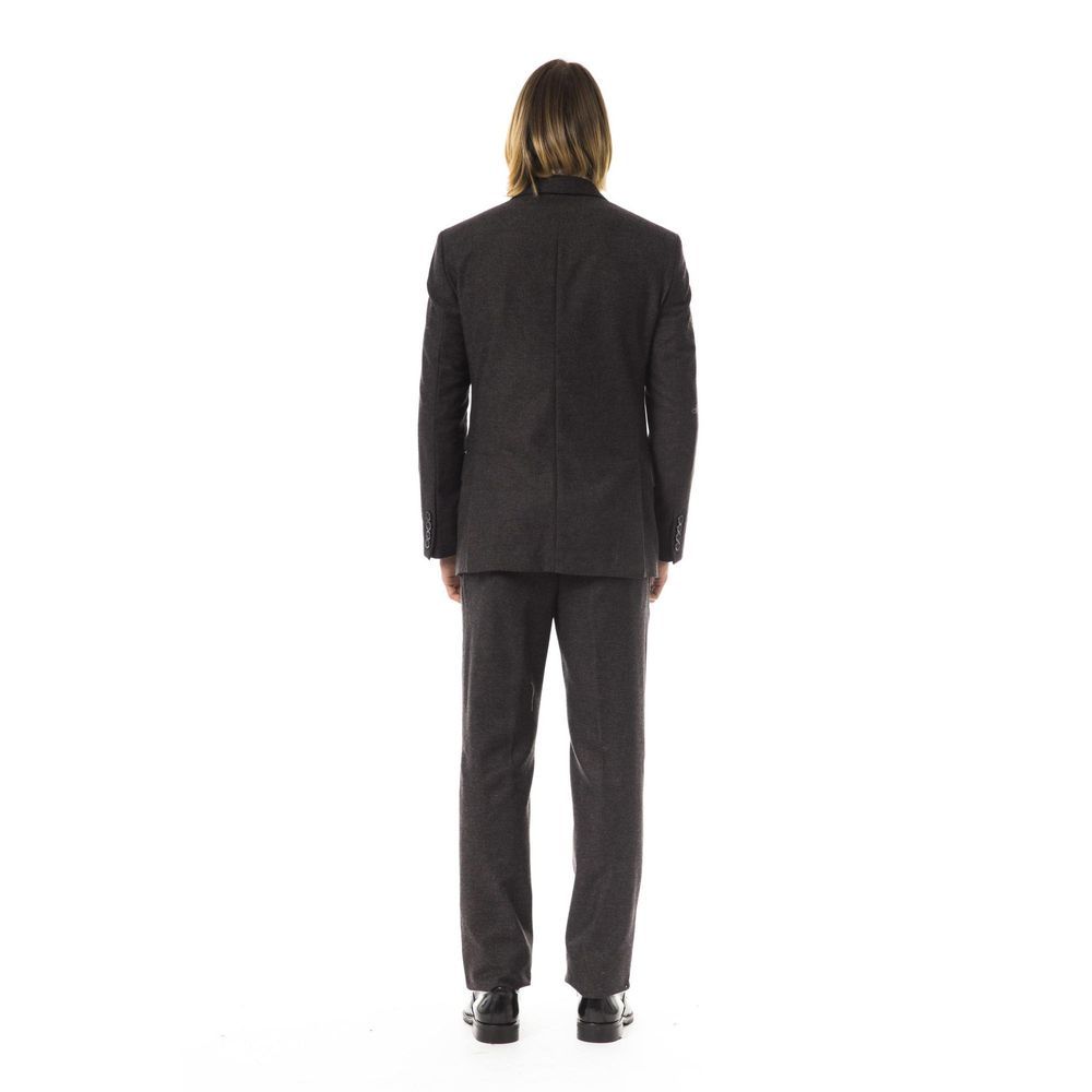 Brown Cotton Two-Piece Suit - ventzia