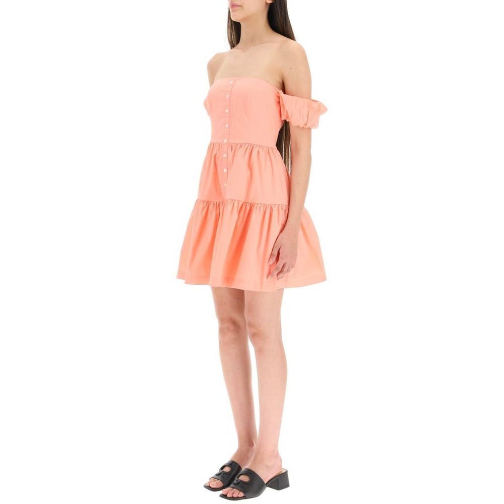 Orange Cotton Casual Dress - ventzia