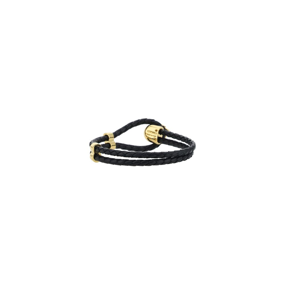 Black Calf Leather Bos Taurus Bracelet - ventzia