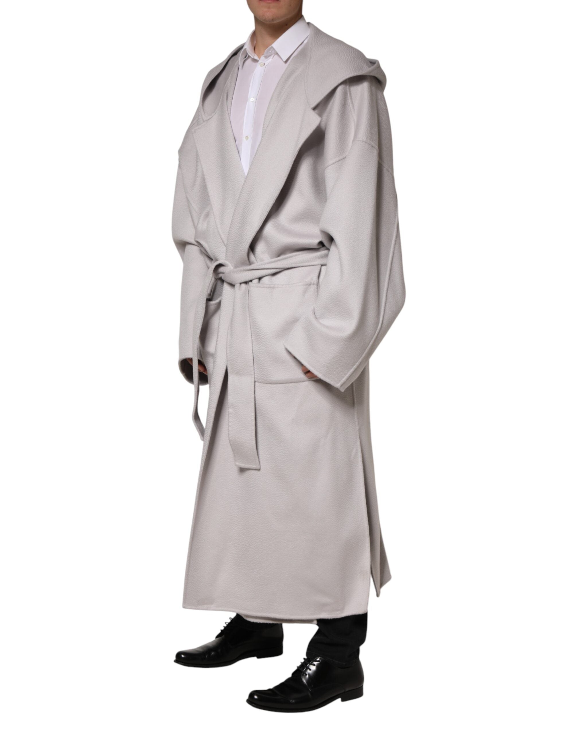 Off White Belted Long Trench Coat Men Jacket - ventzia