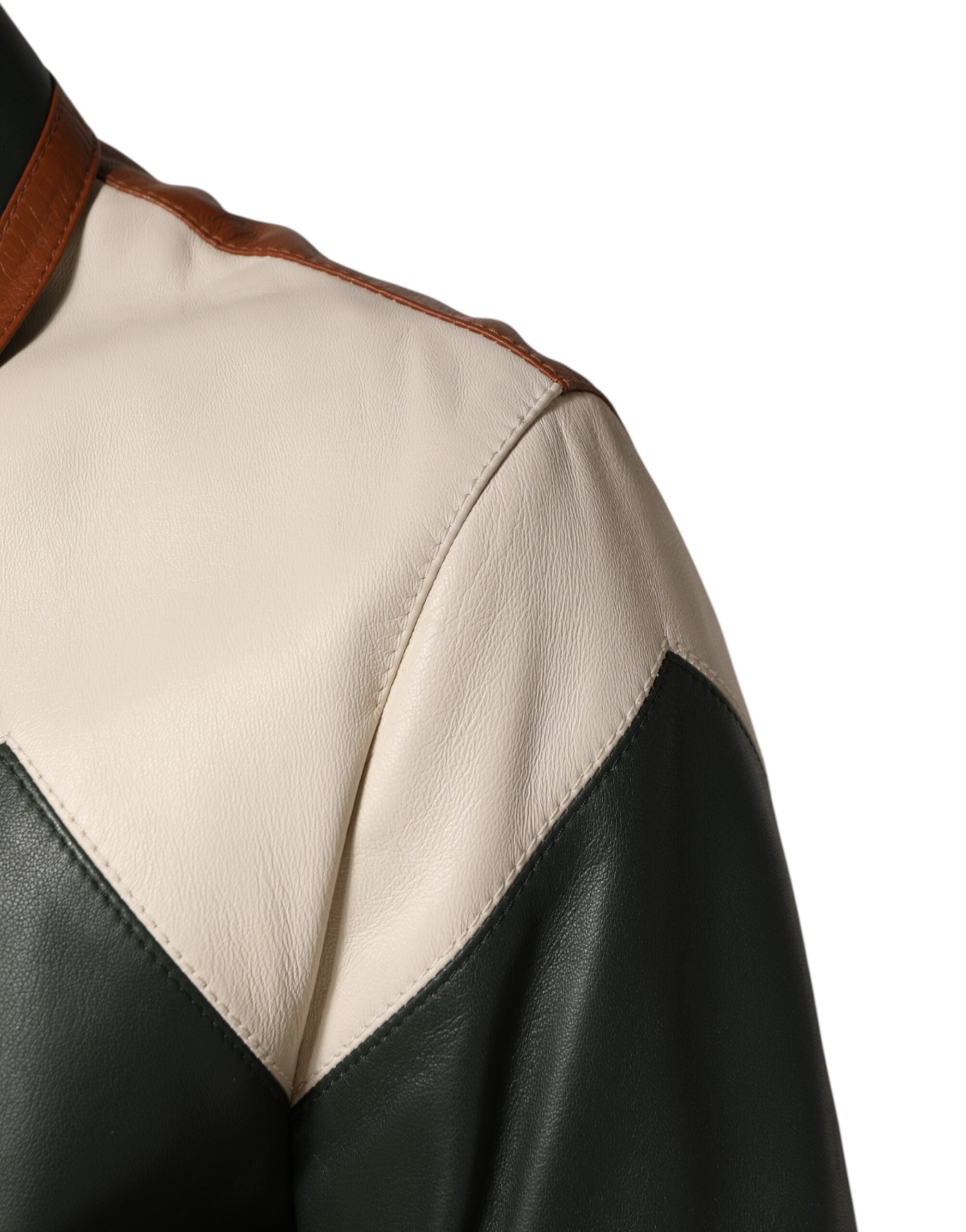 Multicolor Leather Full Zip men Biker Jacket - ventzia