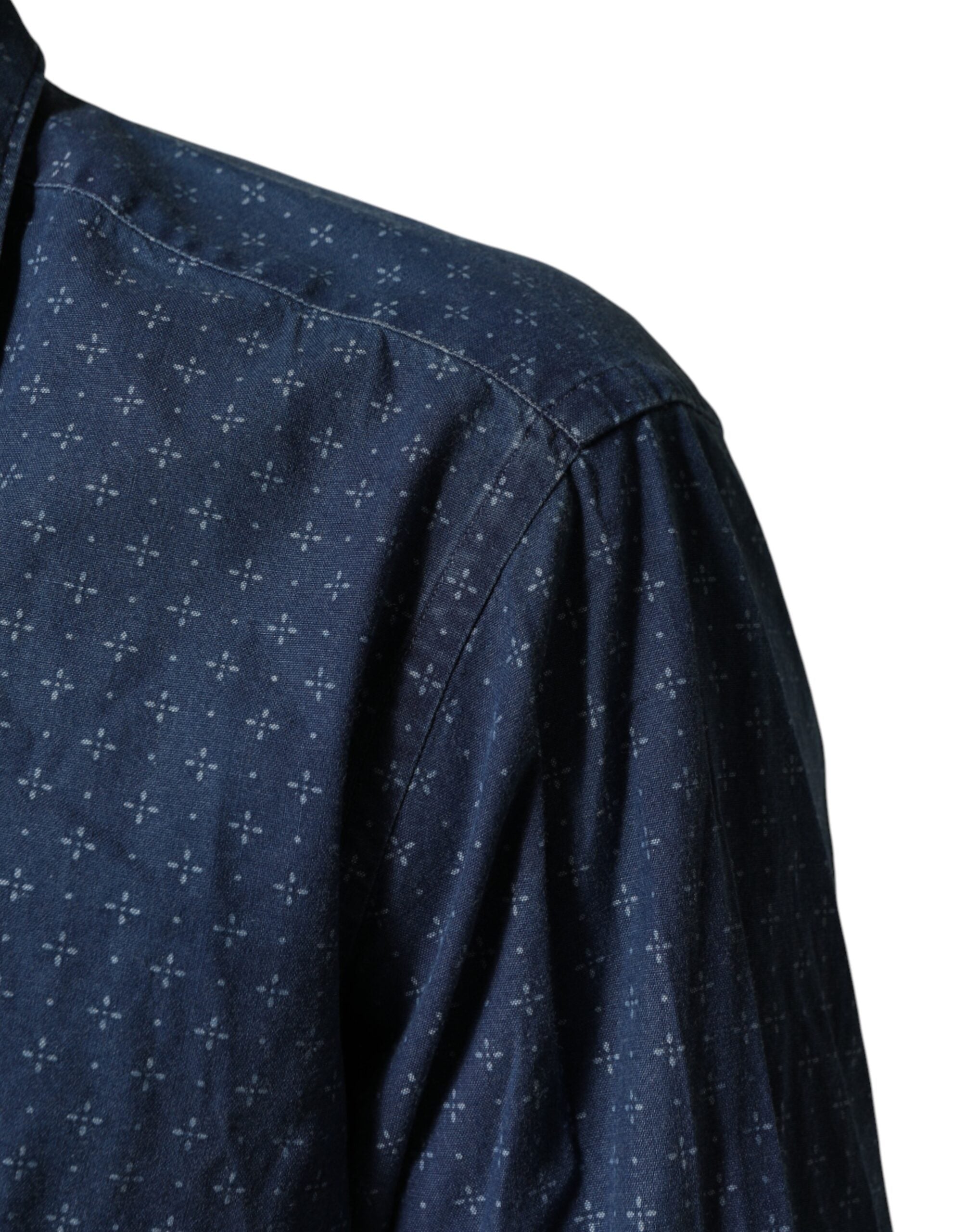 Blue Button Down Long Sleeves Men Shirt - ventzia