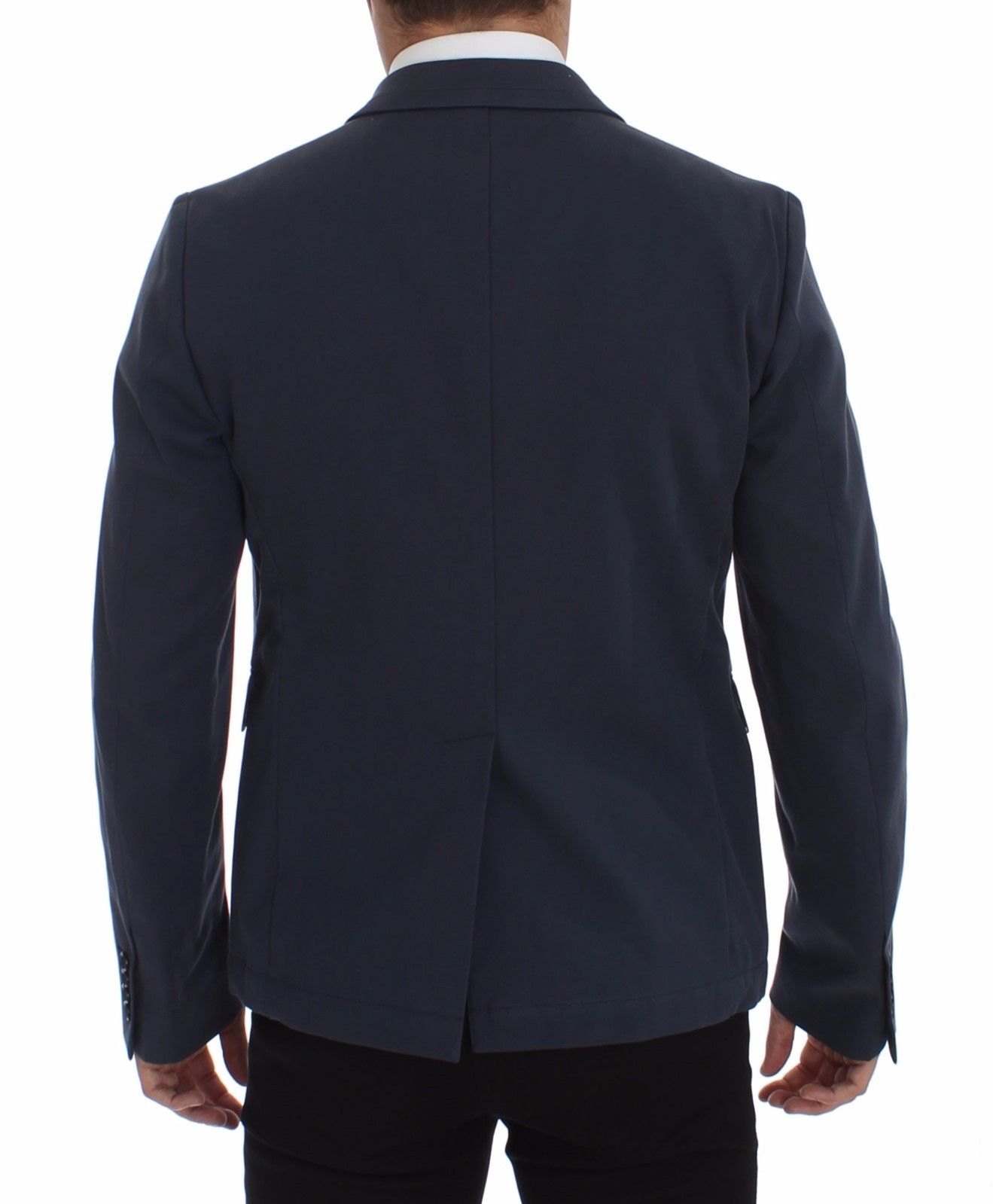 Elegant Blue Cotton Stretch Blazer Jacket - ventzia
