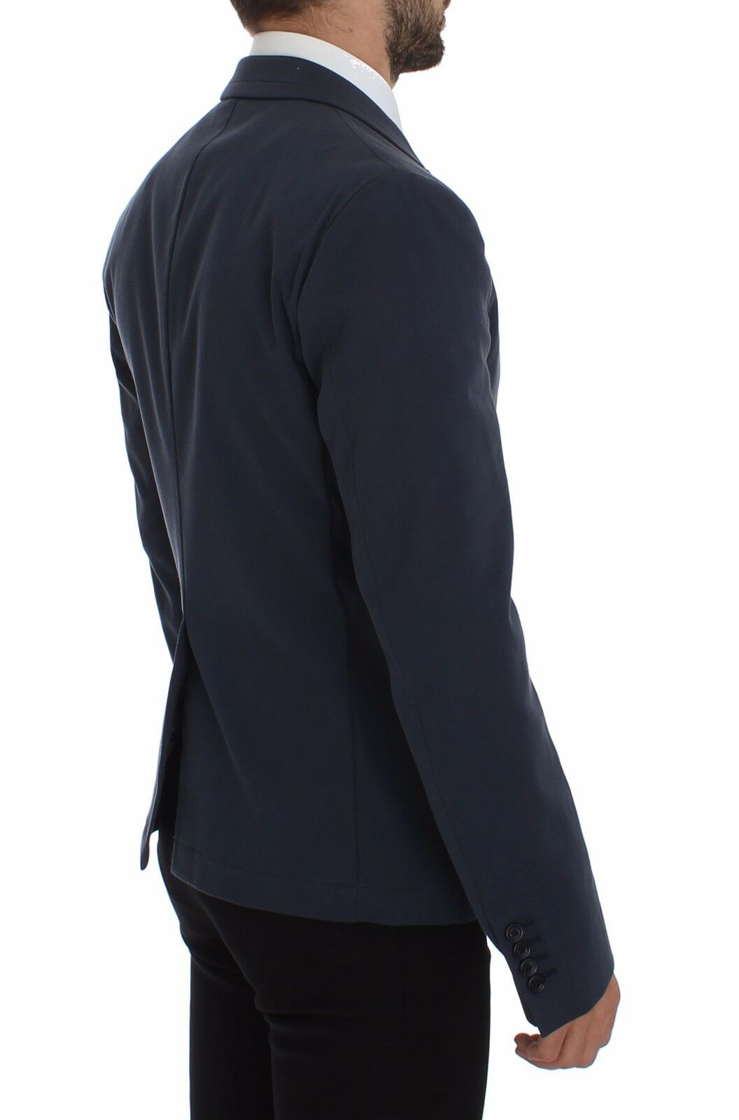 Elegant Blue Cotton Stretch Blazer Jacket - ventzia