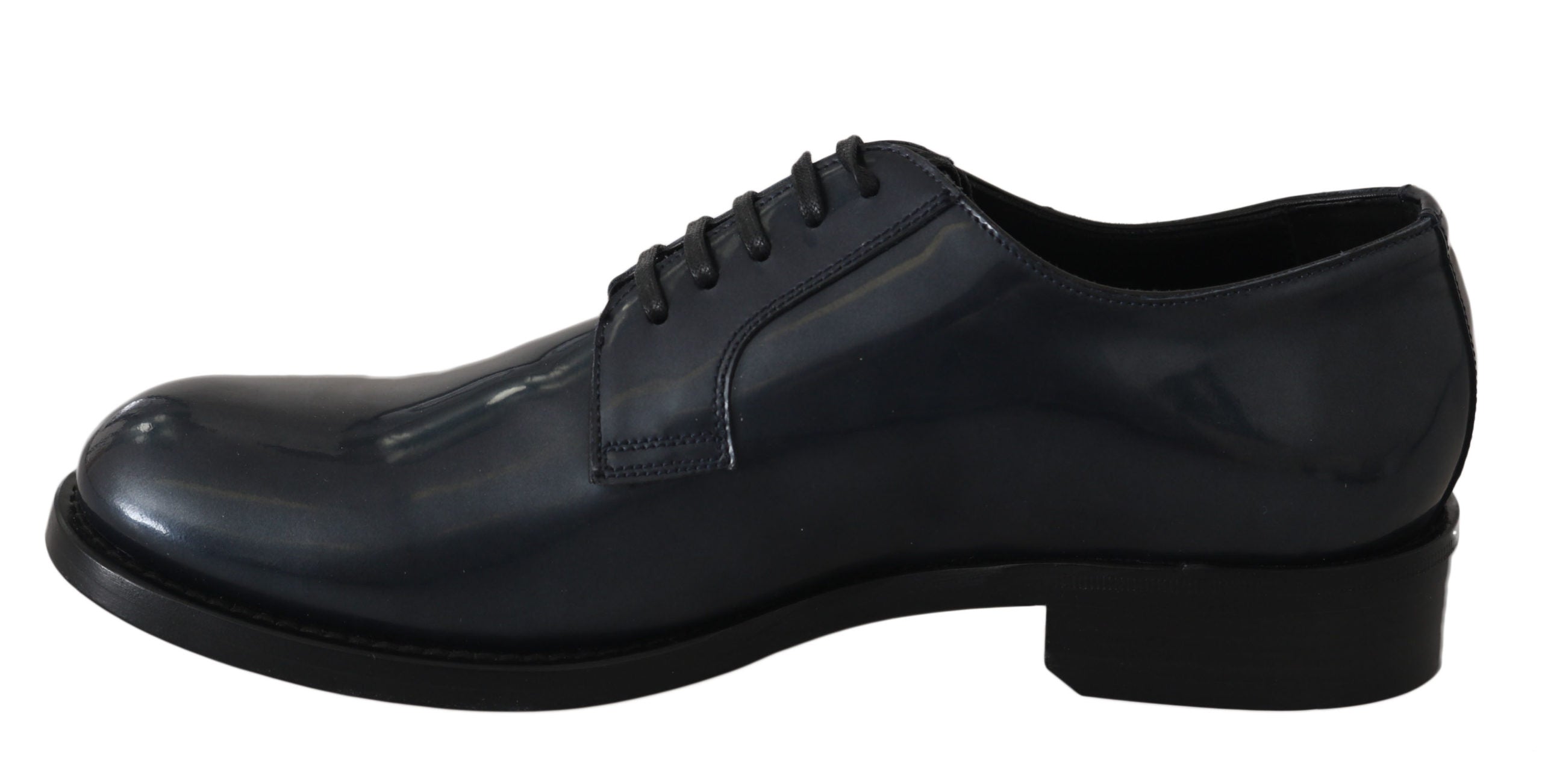 Elegant Blue Leather Derby Dress Shoes - ventzia