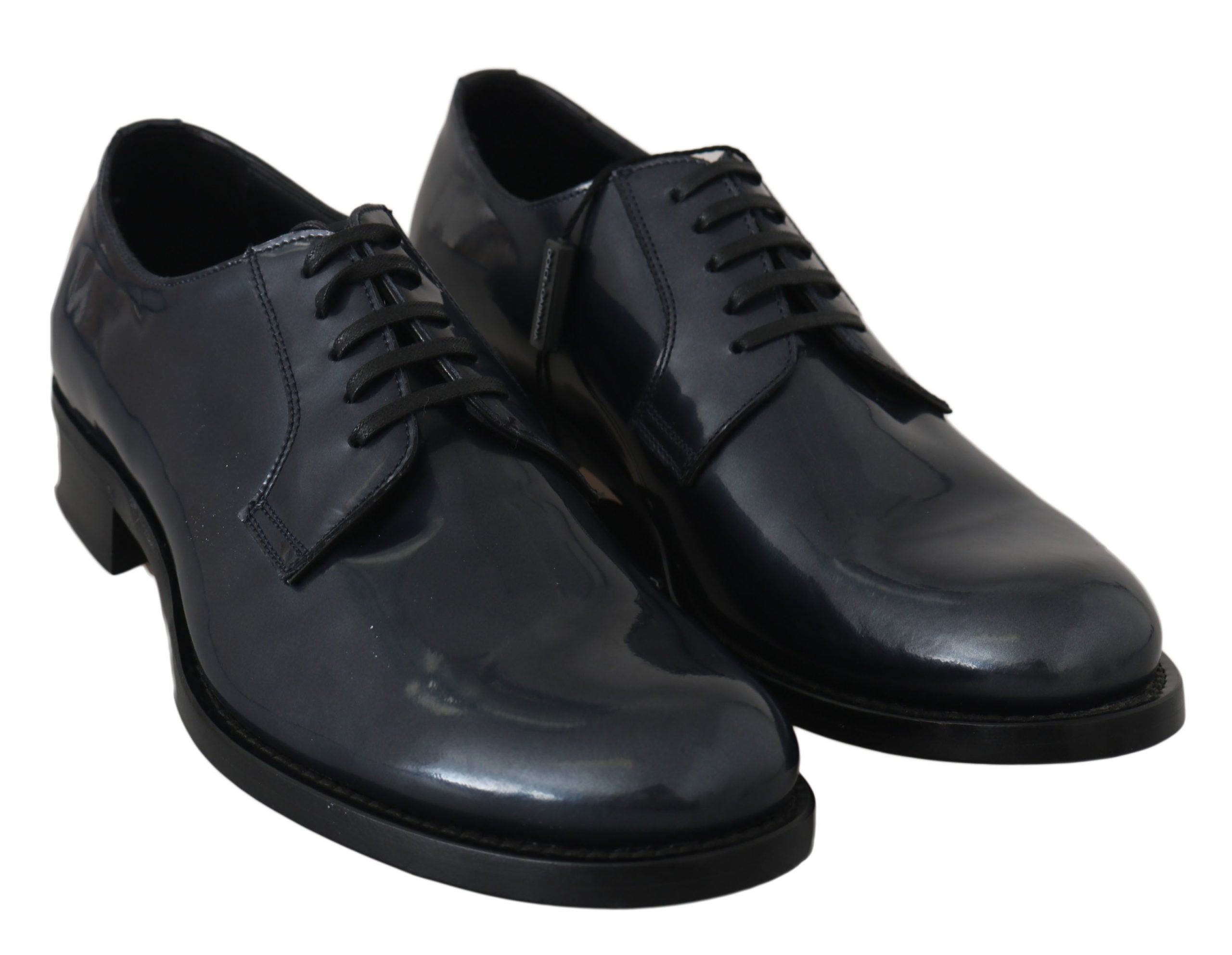Elegant Blue Leather Derby Dress Shoes - ventzia