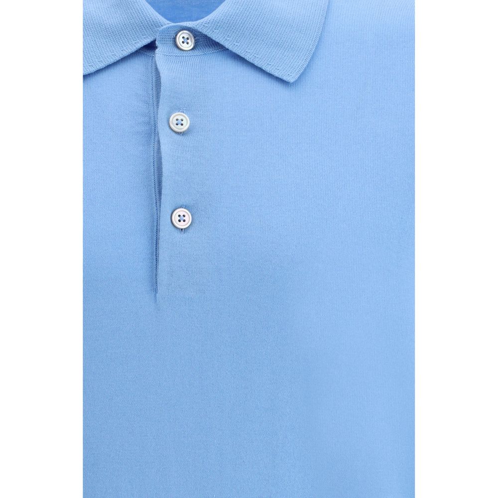 Blue Cotton Polo Shirt - ventzia