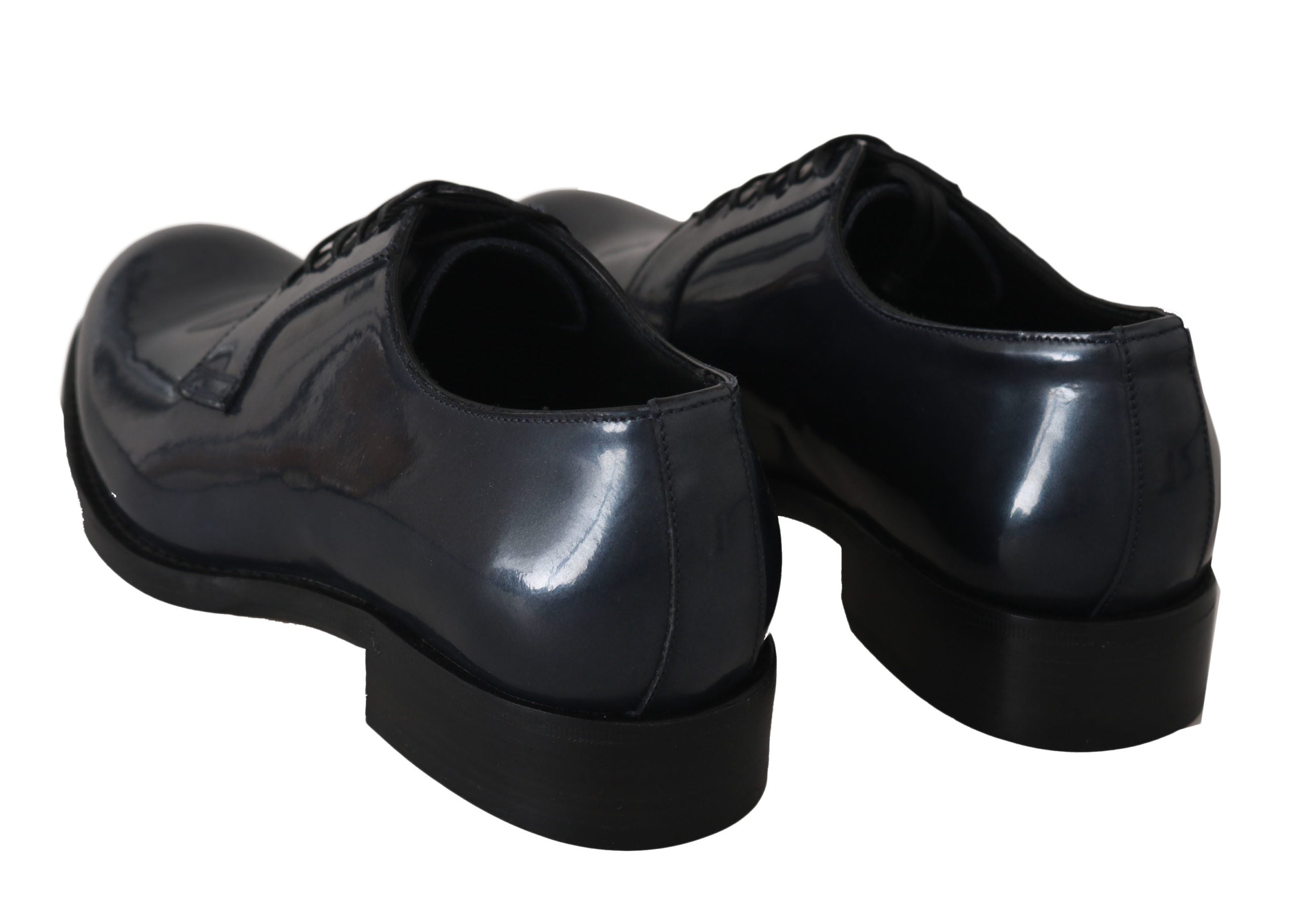 Elegant Blue Leather Derby Dress Shoes - ventzia
