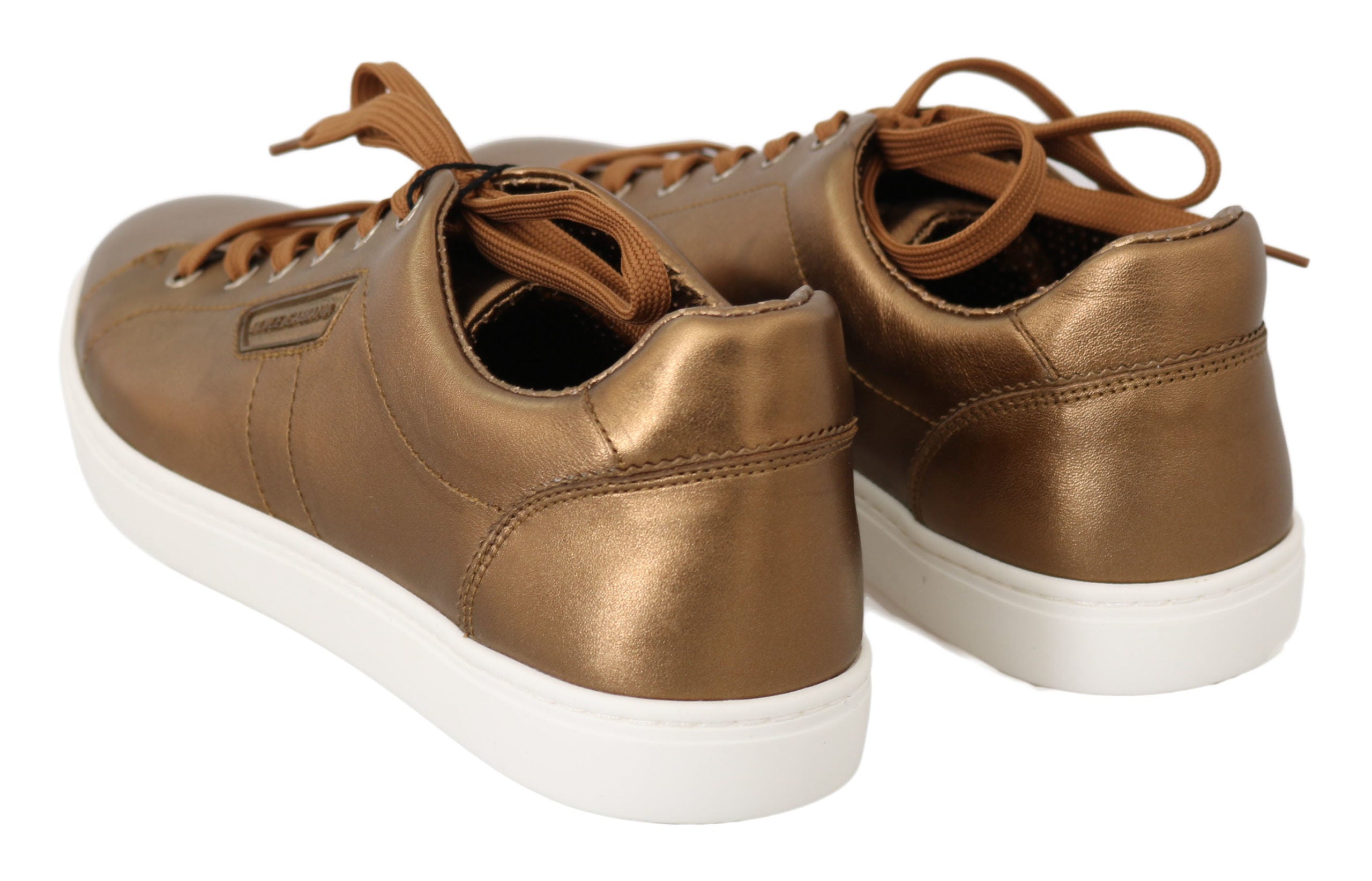 Golden Metallic Leather Sneakers - ventzia