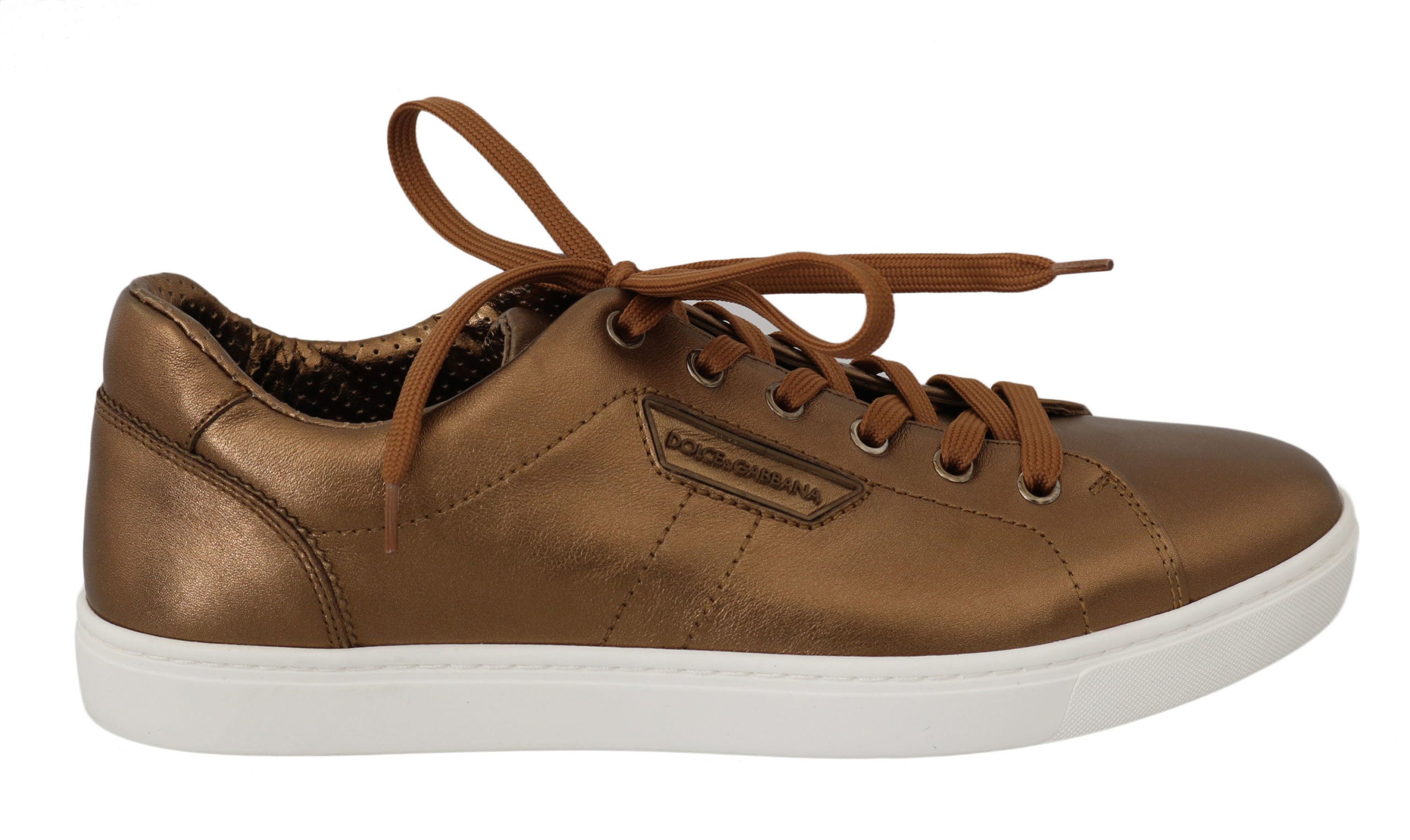 Golden Metallic Leather Sneakers - ventzia