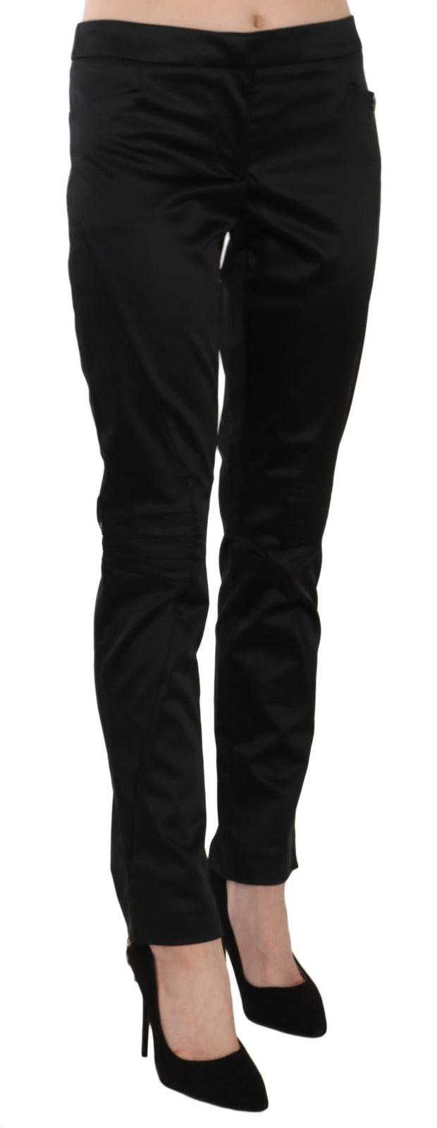 Black Mid Waist Skinny Dress Formal Trousers Pants - ventzia