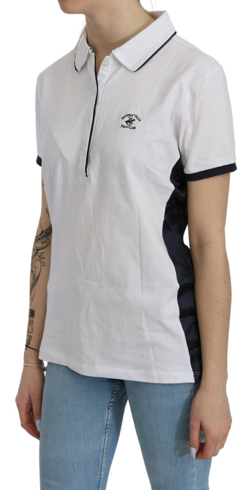 Cotton White Collared Short Sleeve Top - ventzia