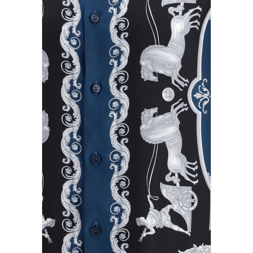 Blue Silk Pattern Shirt - ventzia