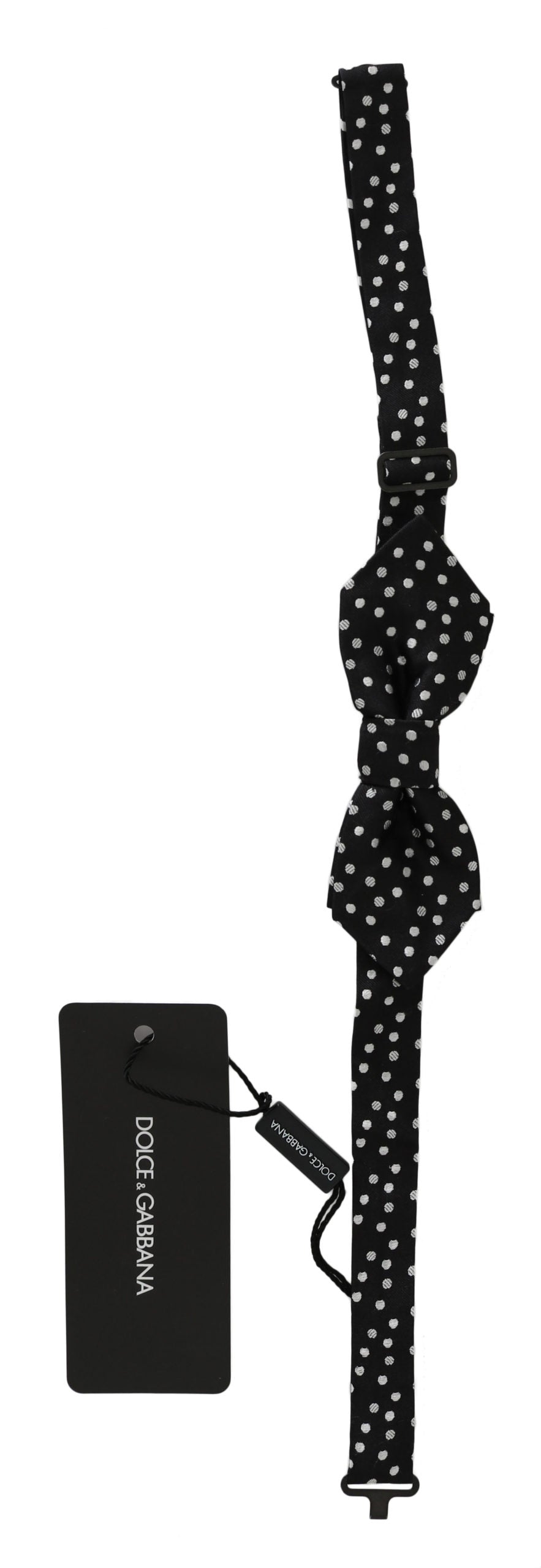 Elegant Black Polka Dot Silk Bow Tie - ventzia