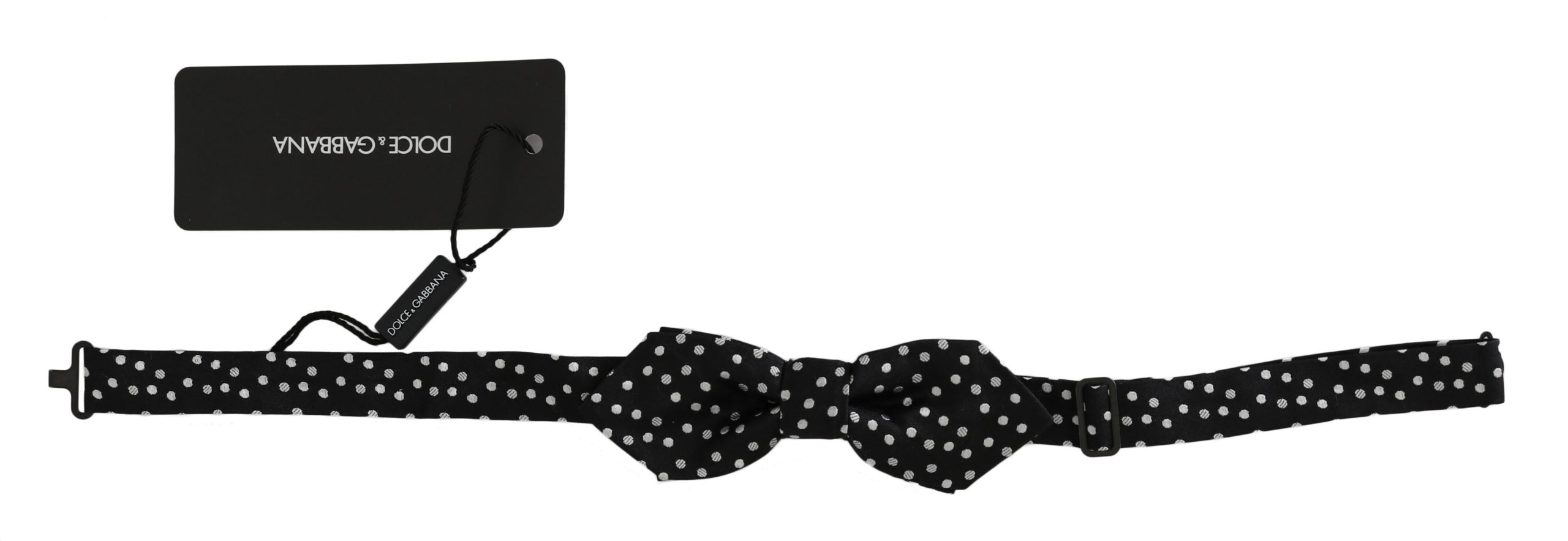 Elegant Black Polka Dot Silk Bow Tie - ventzia