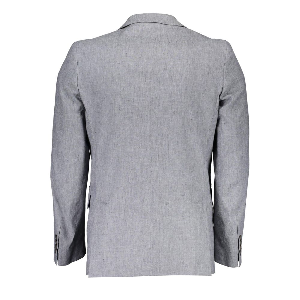 Gray Cotton Blazer - ventzia
