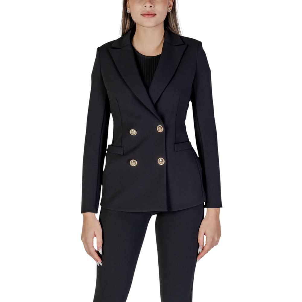 Black Polyester Blazer - ventzia
