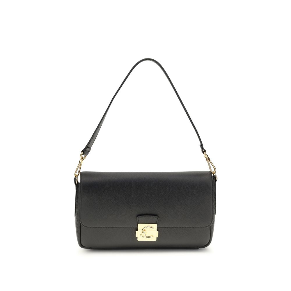 Black Calf Leather Bos Taurus Shoulder Bag - ventzia