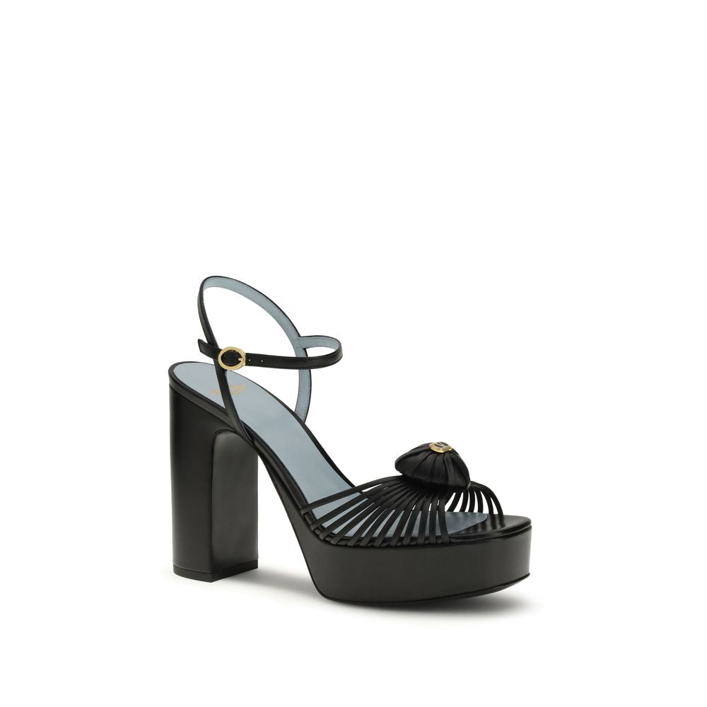 Black Goatskin Platform Sandals - ventzia