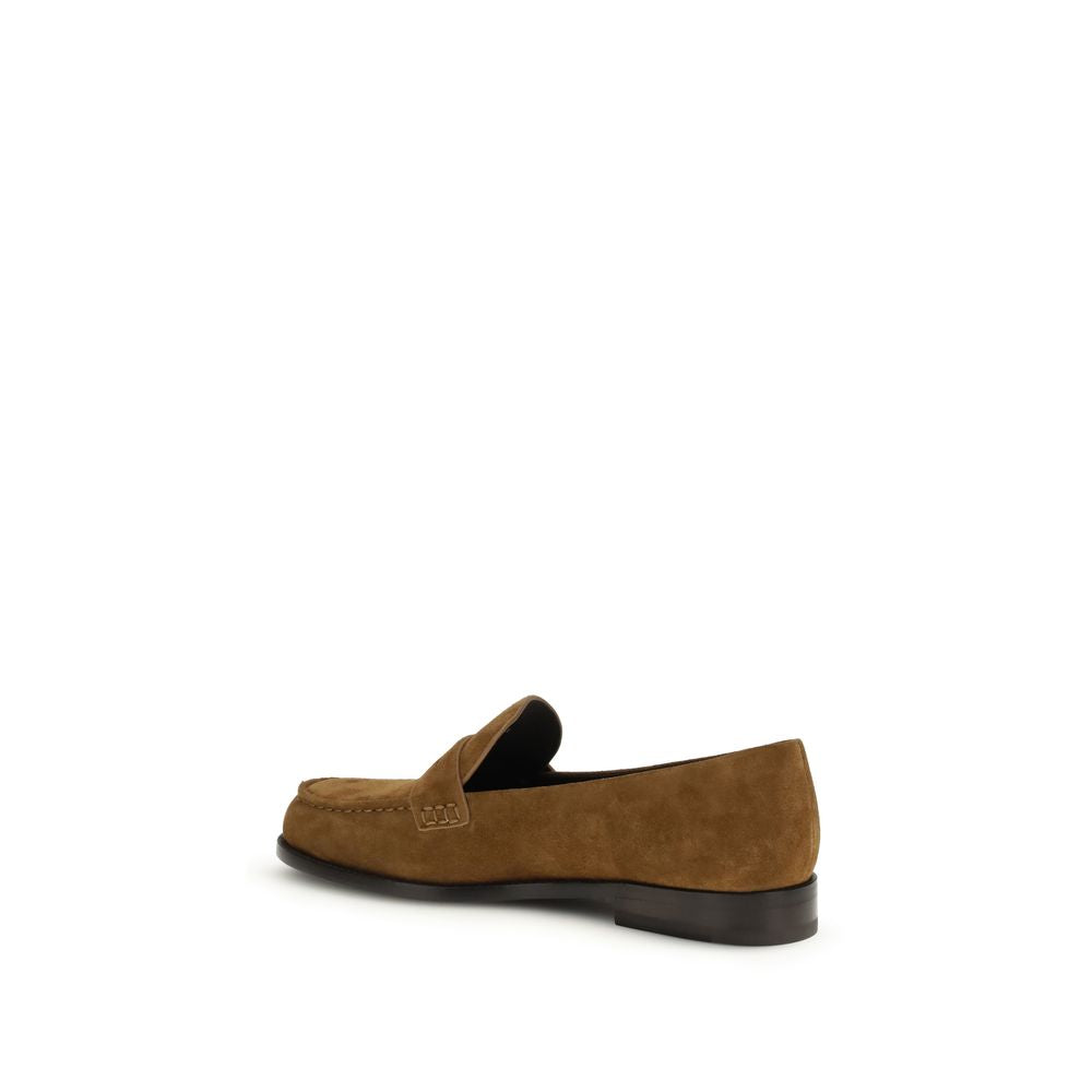 Beige Calf Leather Bos Taurus Slip-On Loafers - ventzia