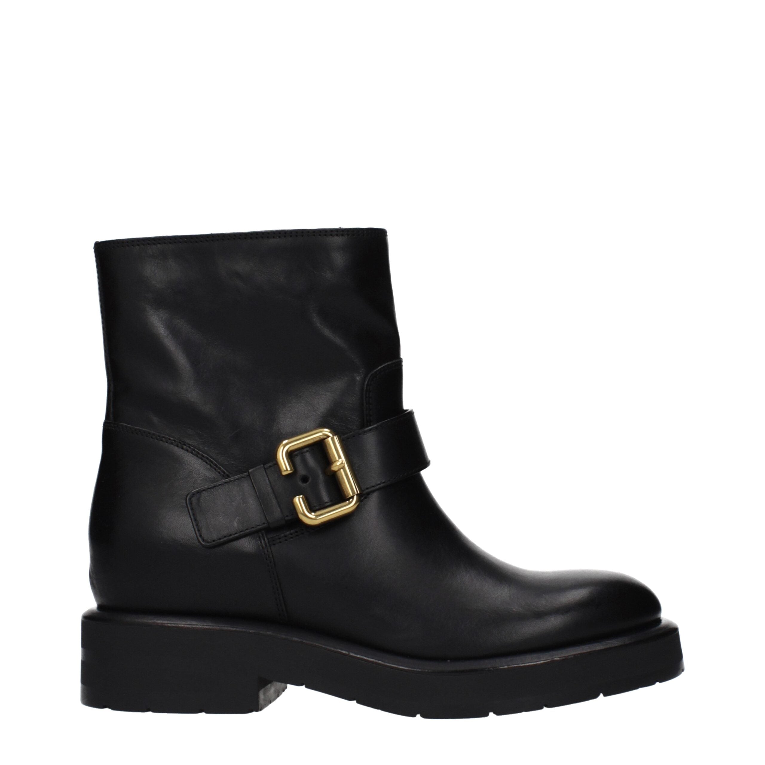 Black Leather Ankle Boots - ventzia