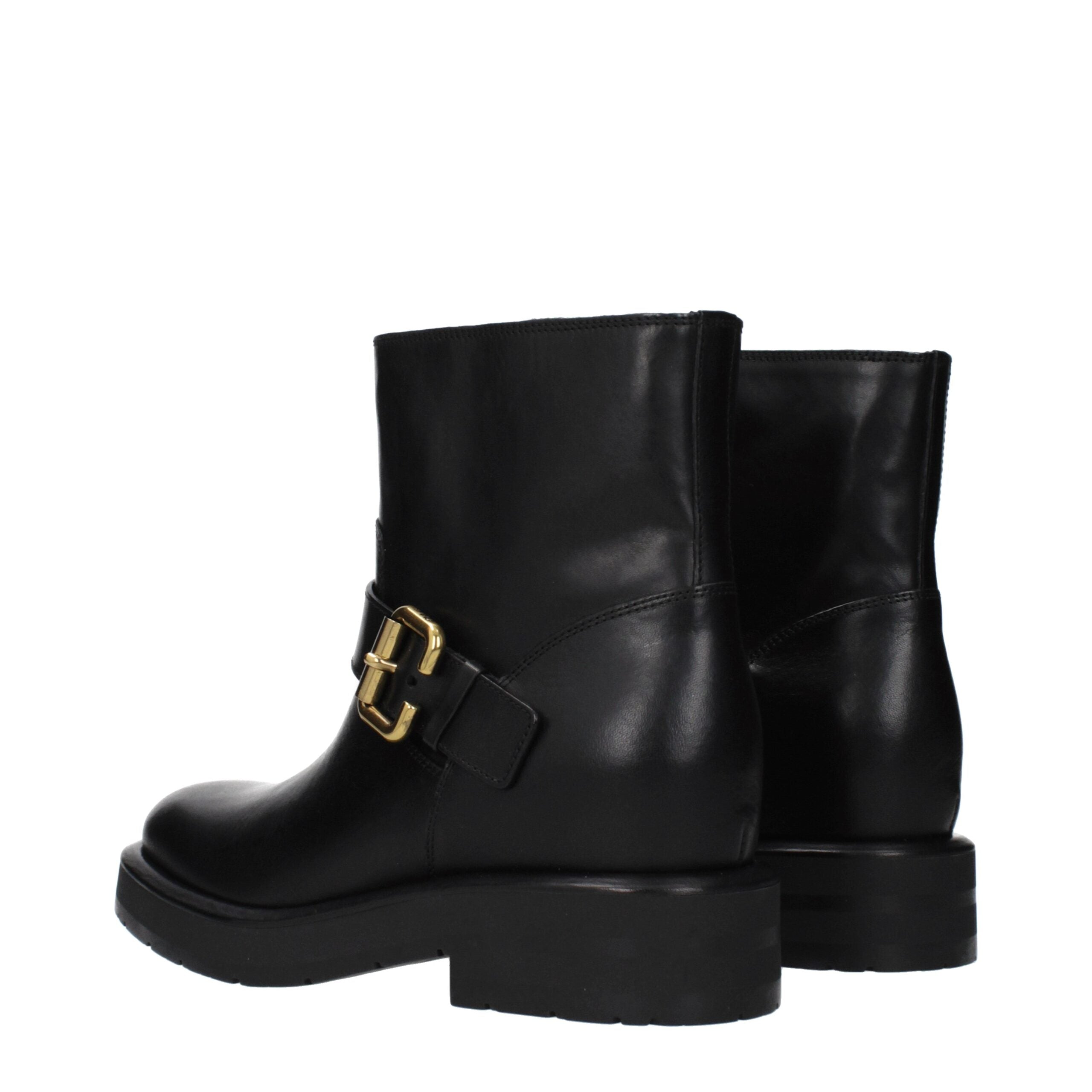 Black Leather Ankle Boots - ventzia