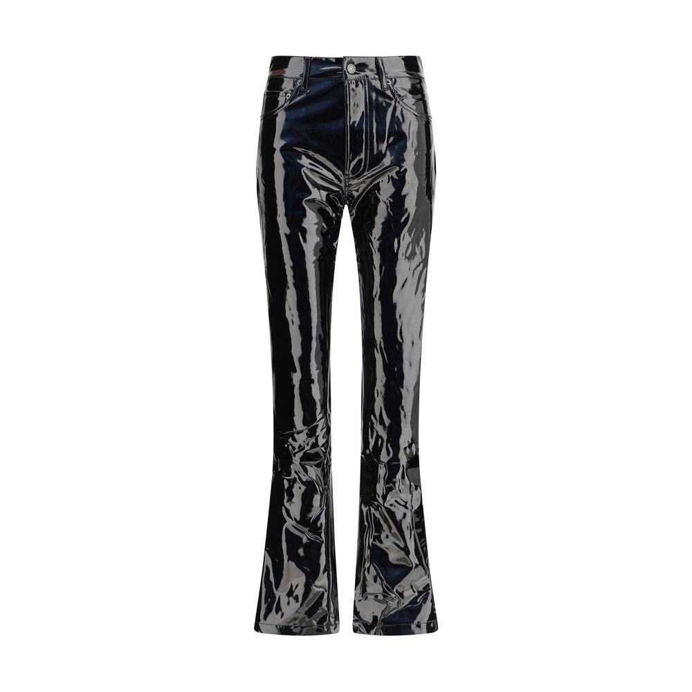 Black Polyethylene Casual Pants