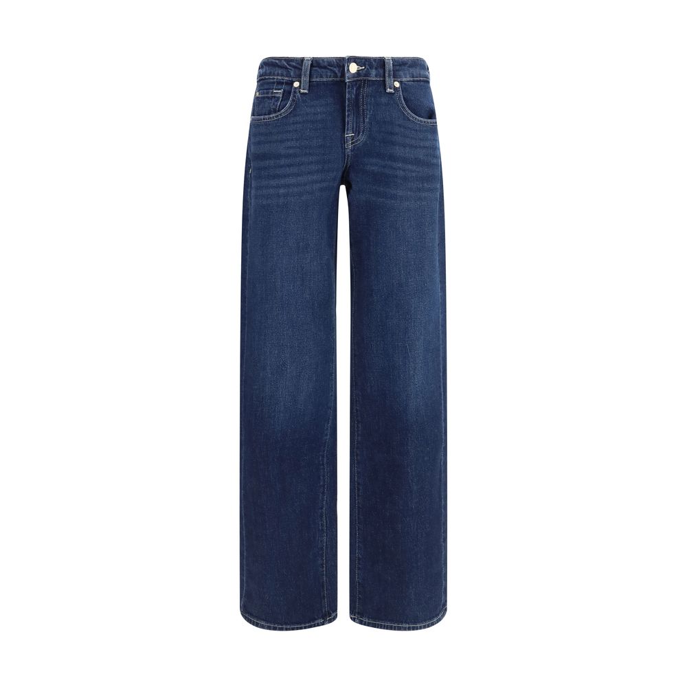 Blue Cotton Straight-Leg Jeans - ventzia
