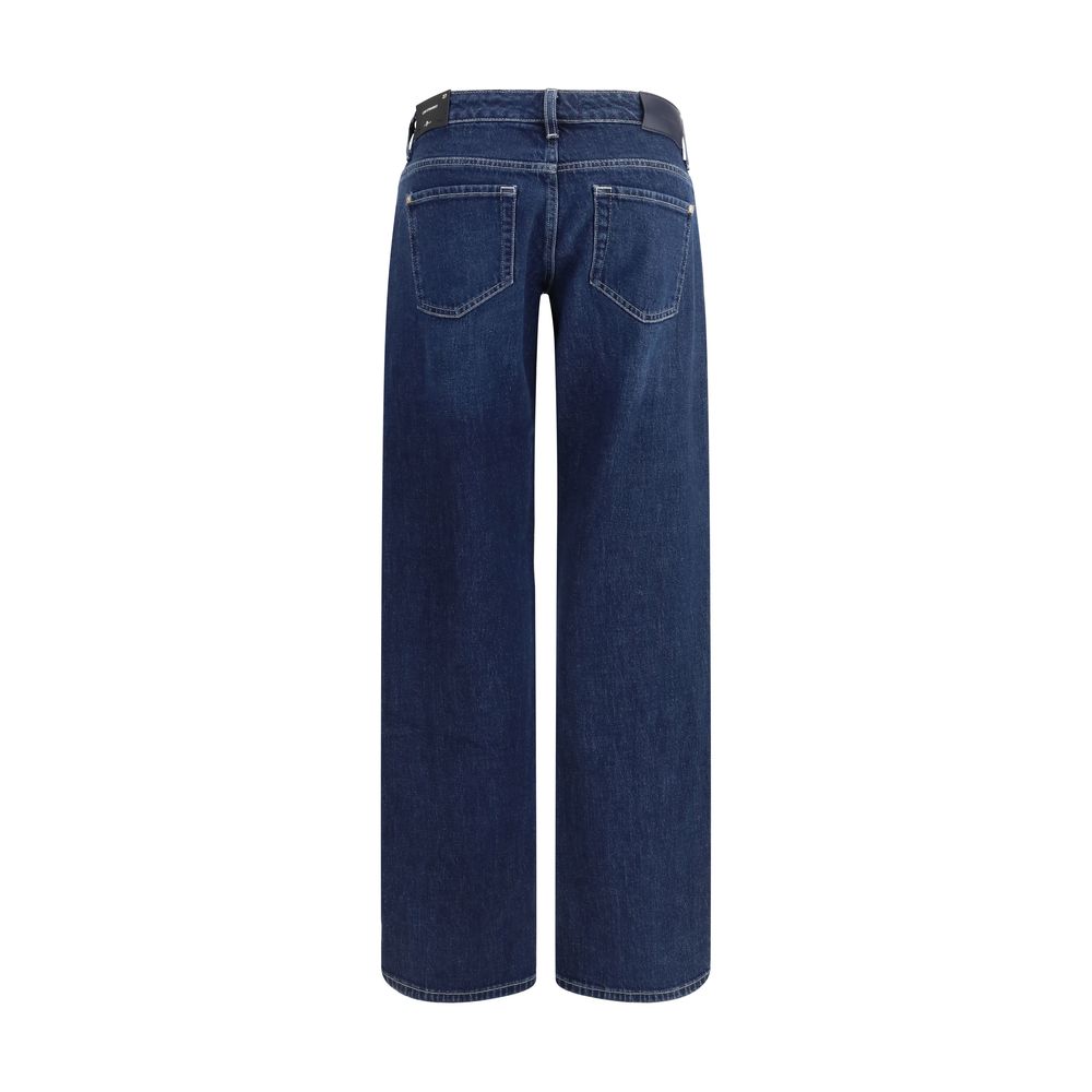 Blue Cotton Straight-Leg Jeans - ventzia