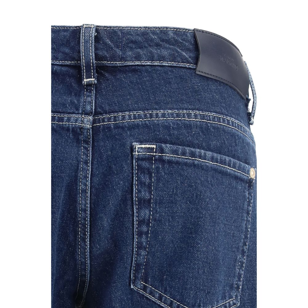 Blue Cotton Straight-Leg Jeans - ventzia