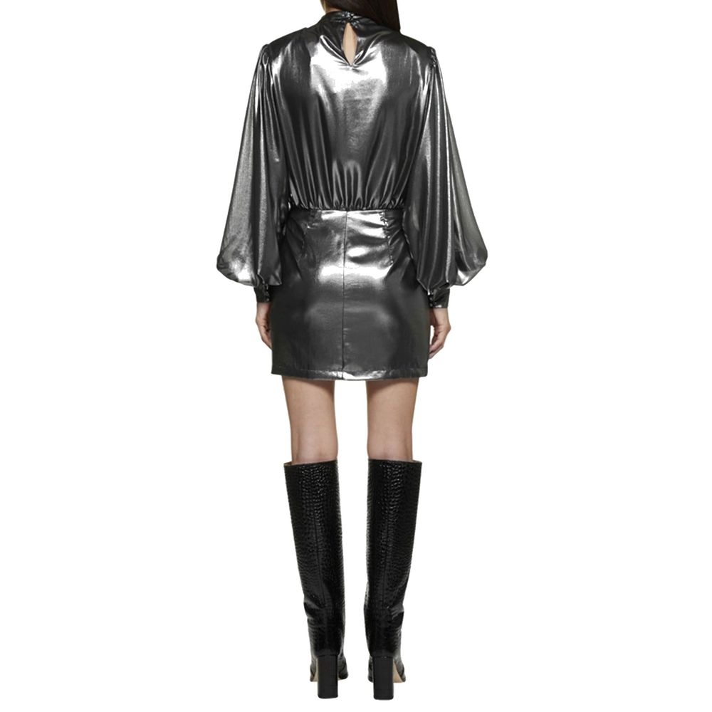 Silver Polyester Cocktail Dress - ventzia