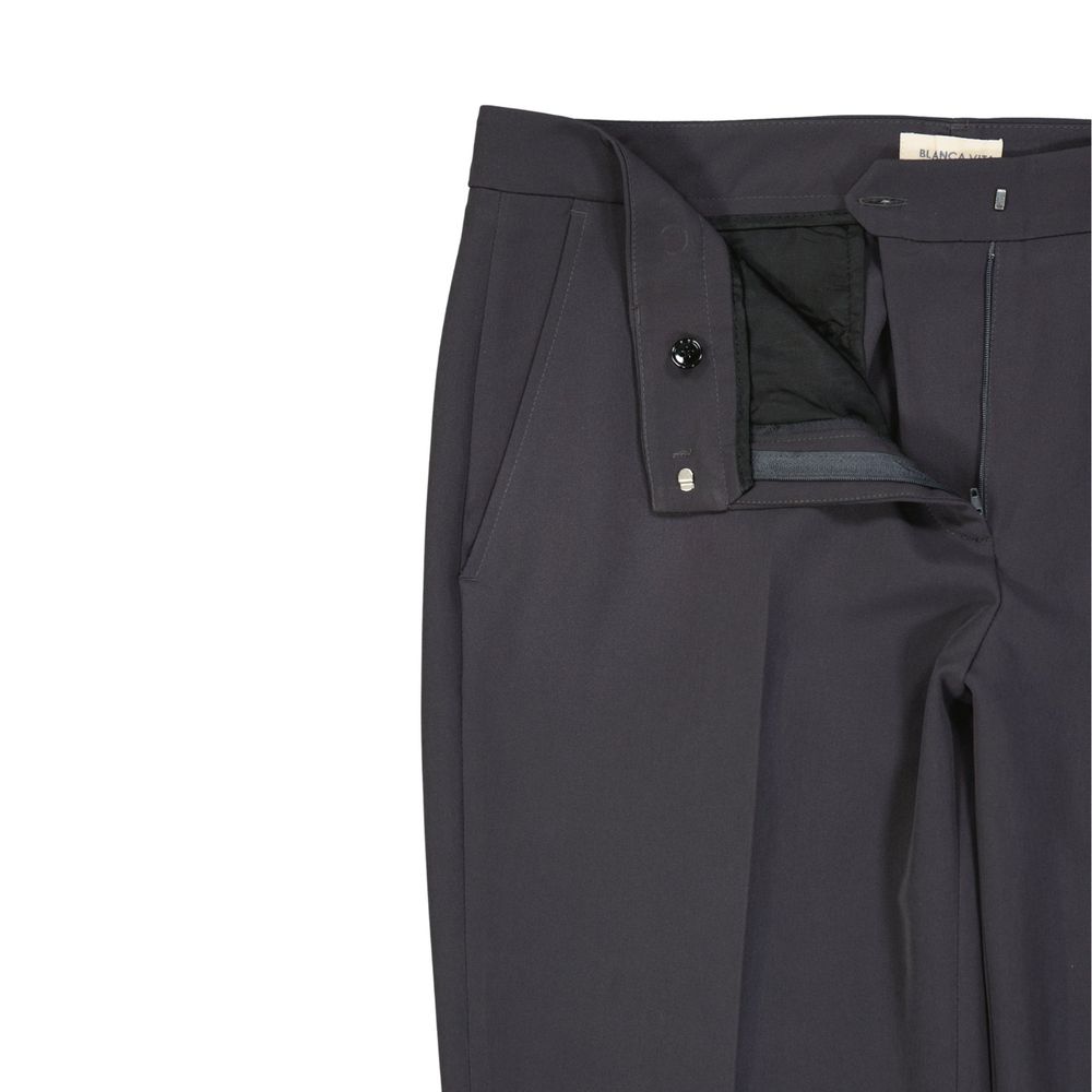 Gray Elastane Cropped Pants - ventzia