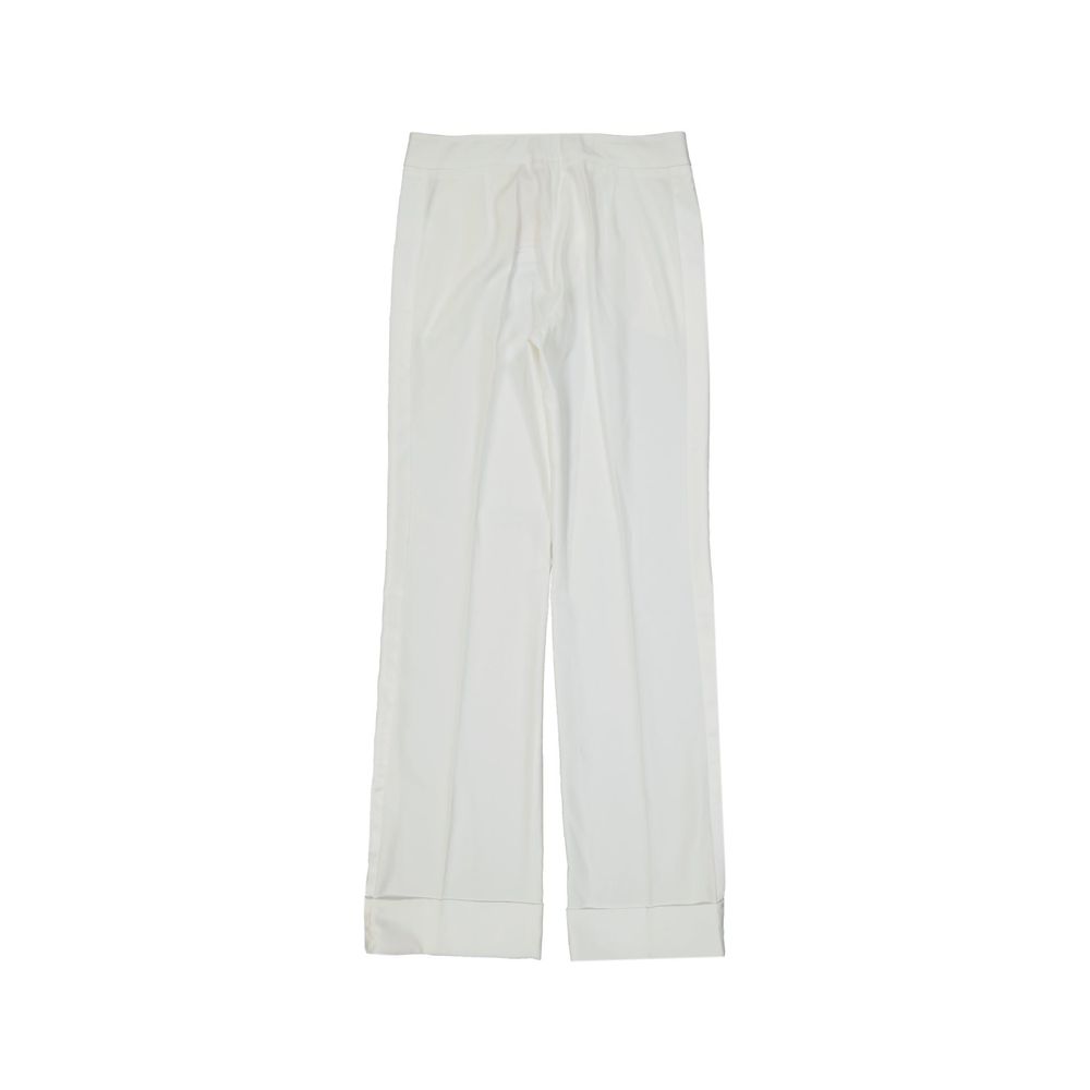 White Polyester Casual Pants - ventzia