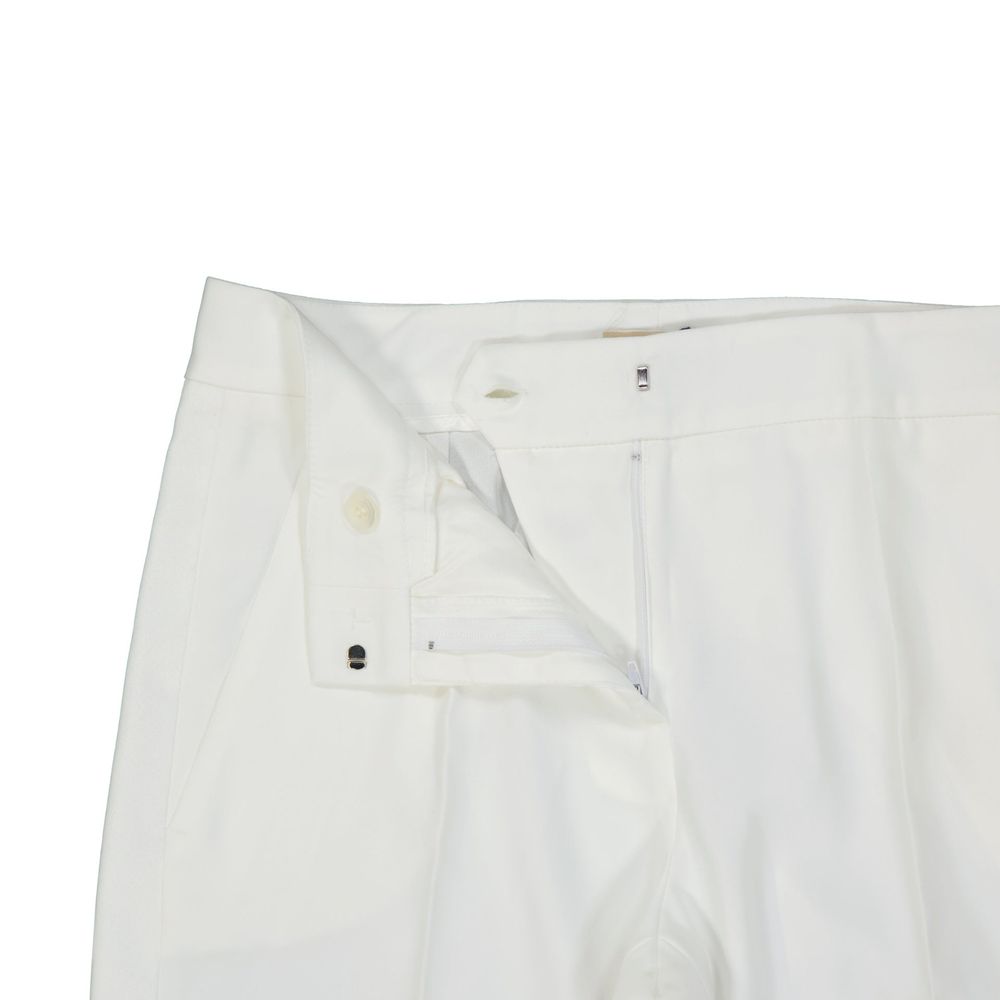 White Polyester Casual Pants - ventzia
