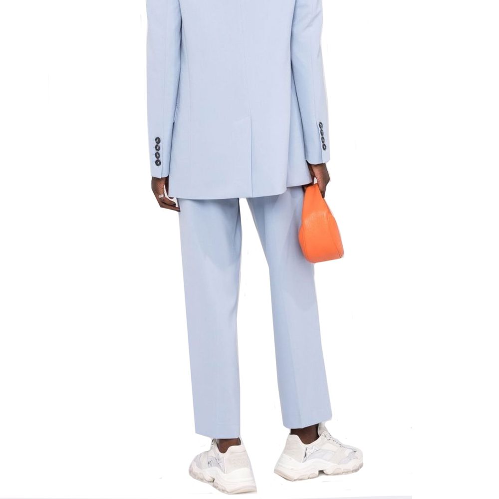 Blue Elastane Dress Pants - ventzia