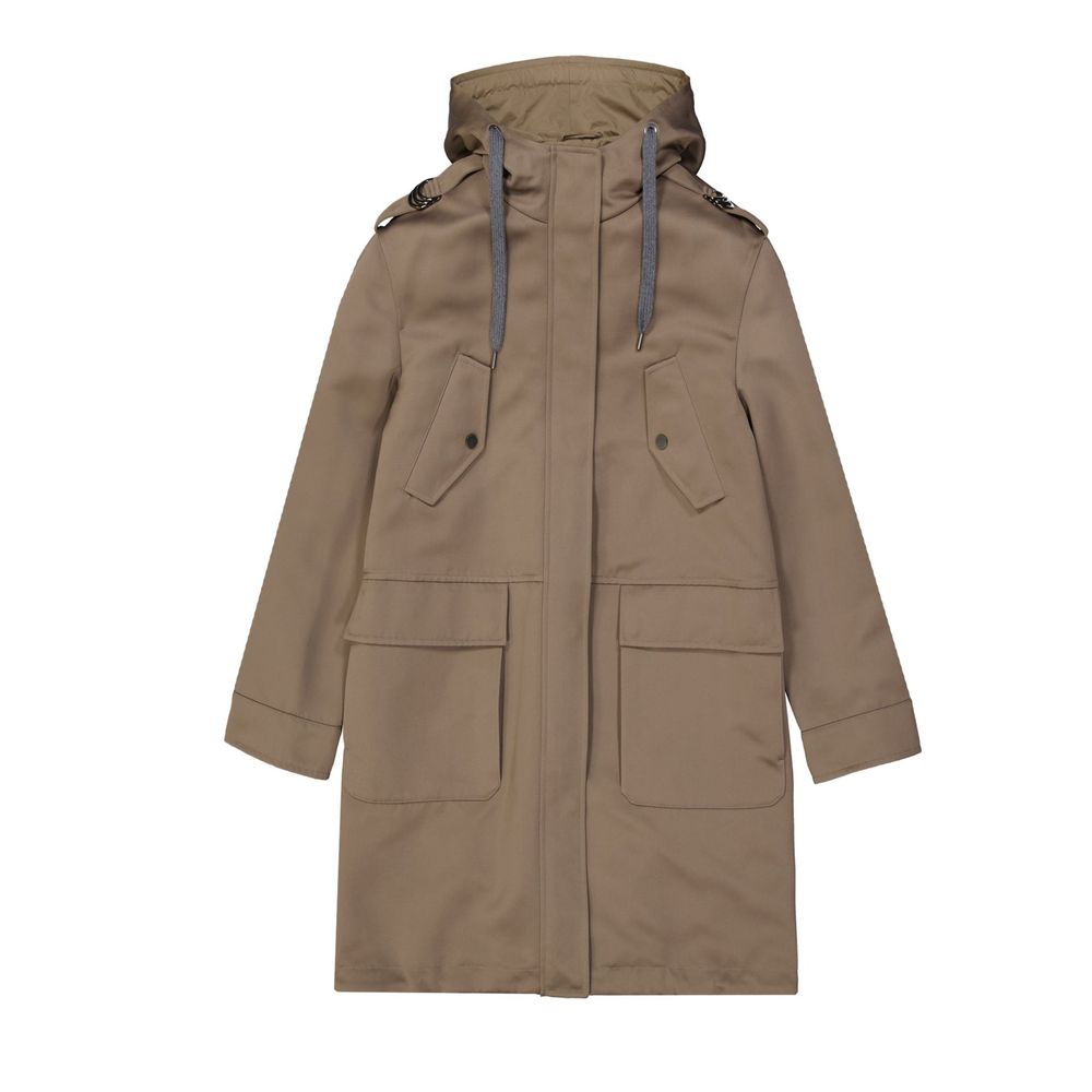 Brown Polyester Parka - ventzia