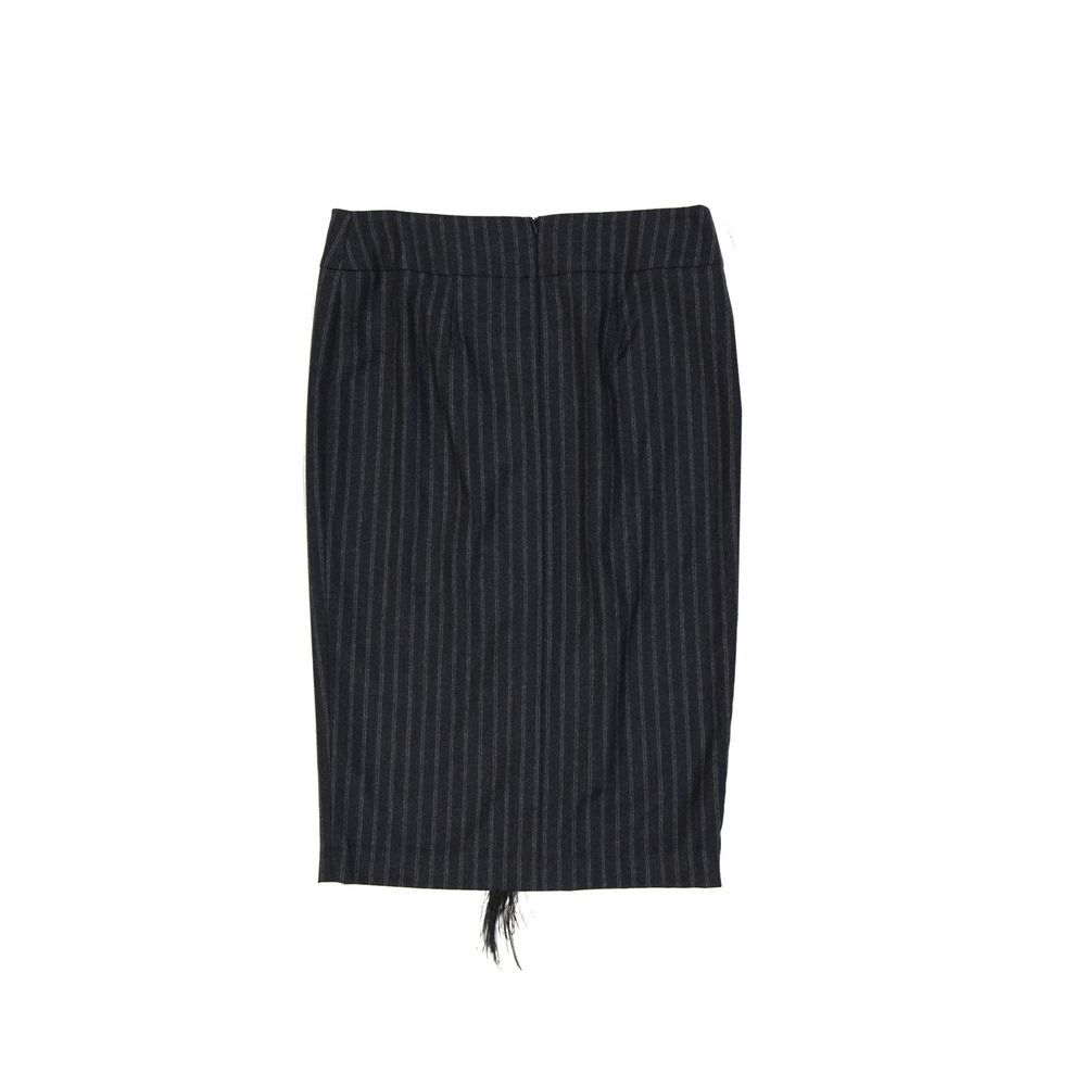 Gray Virgin Wool Long Skirt - ventzia