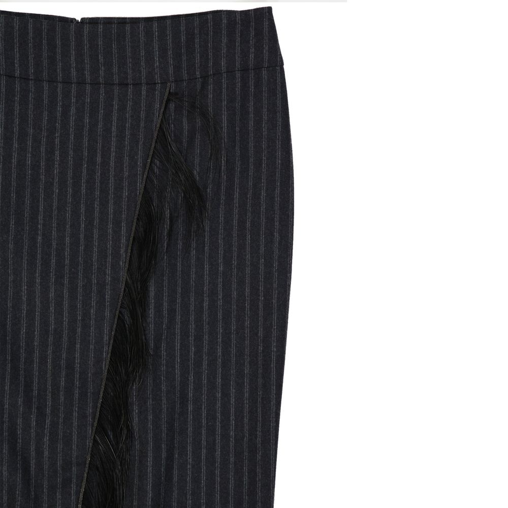 Gray Virgin Wool Long Skirt - ventzia