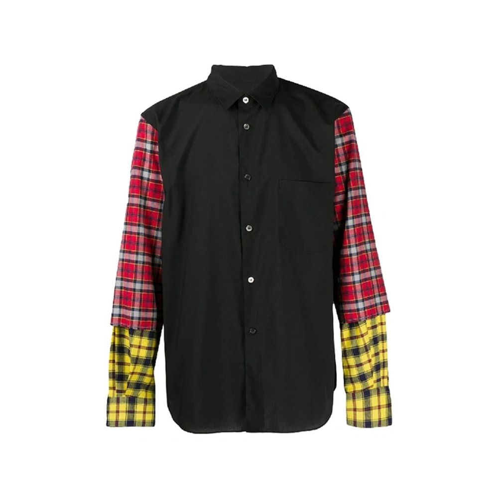 Black Cotton Pattern Shirt - ventzia