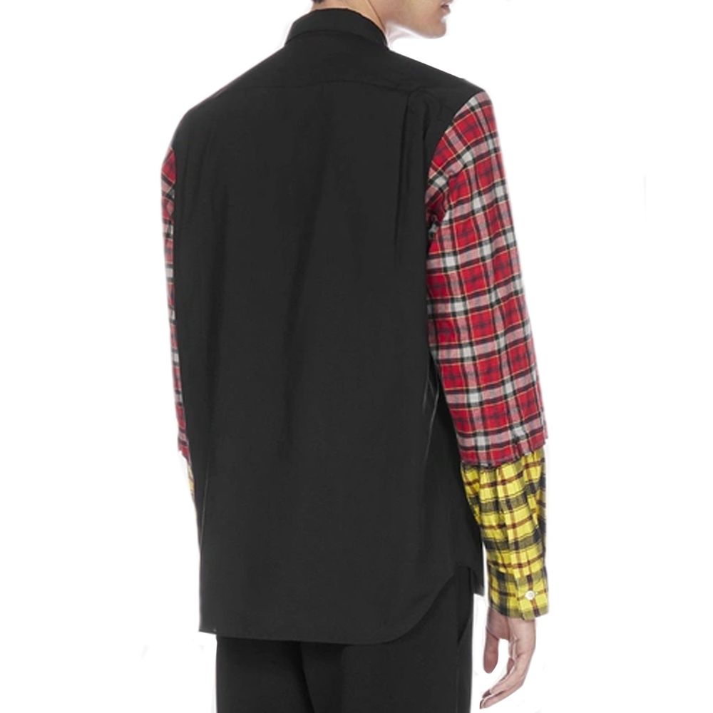 Black Cotton Pattern Shirt - ventzia