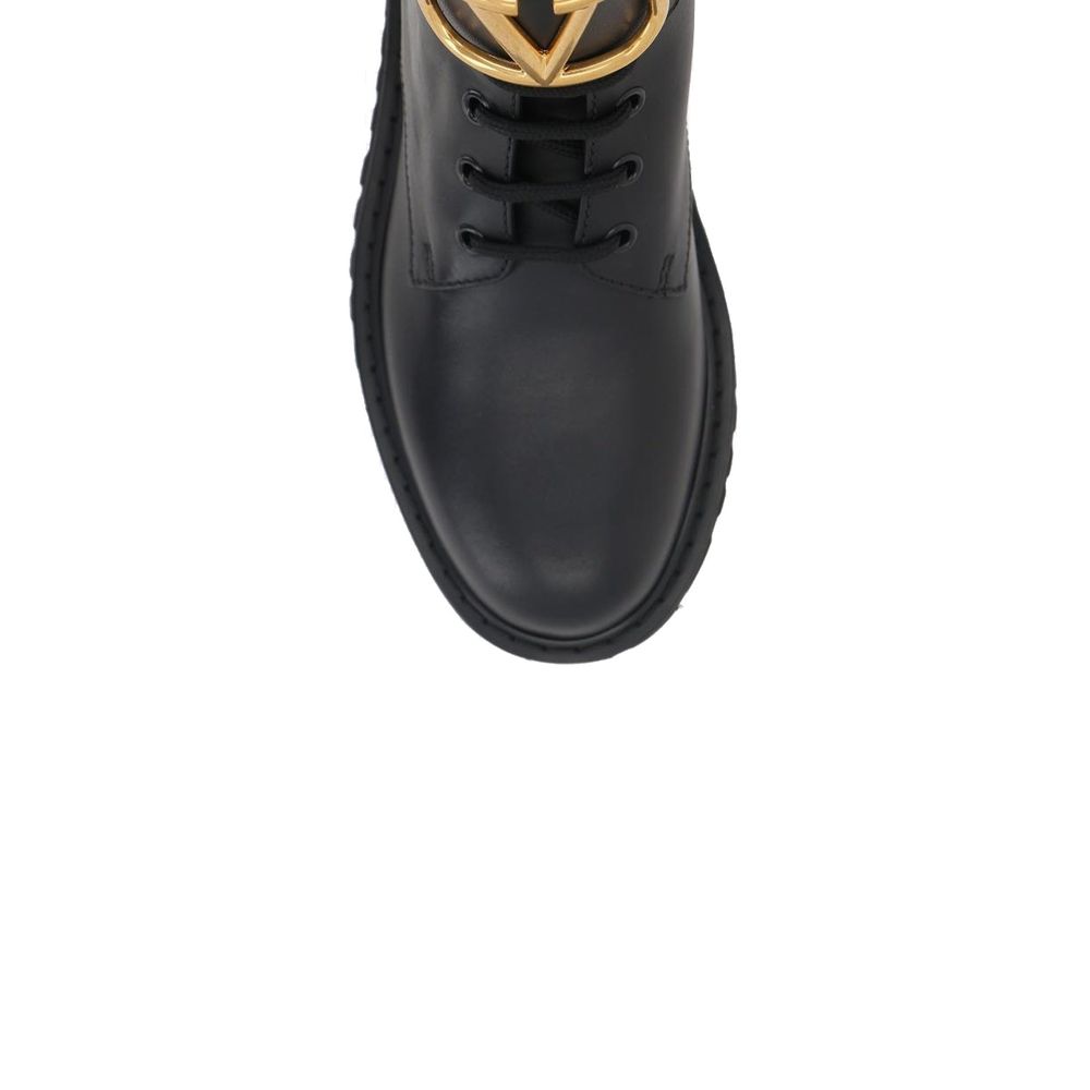 Black Calfskin Lace-Up Boots - ventzia