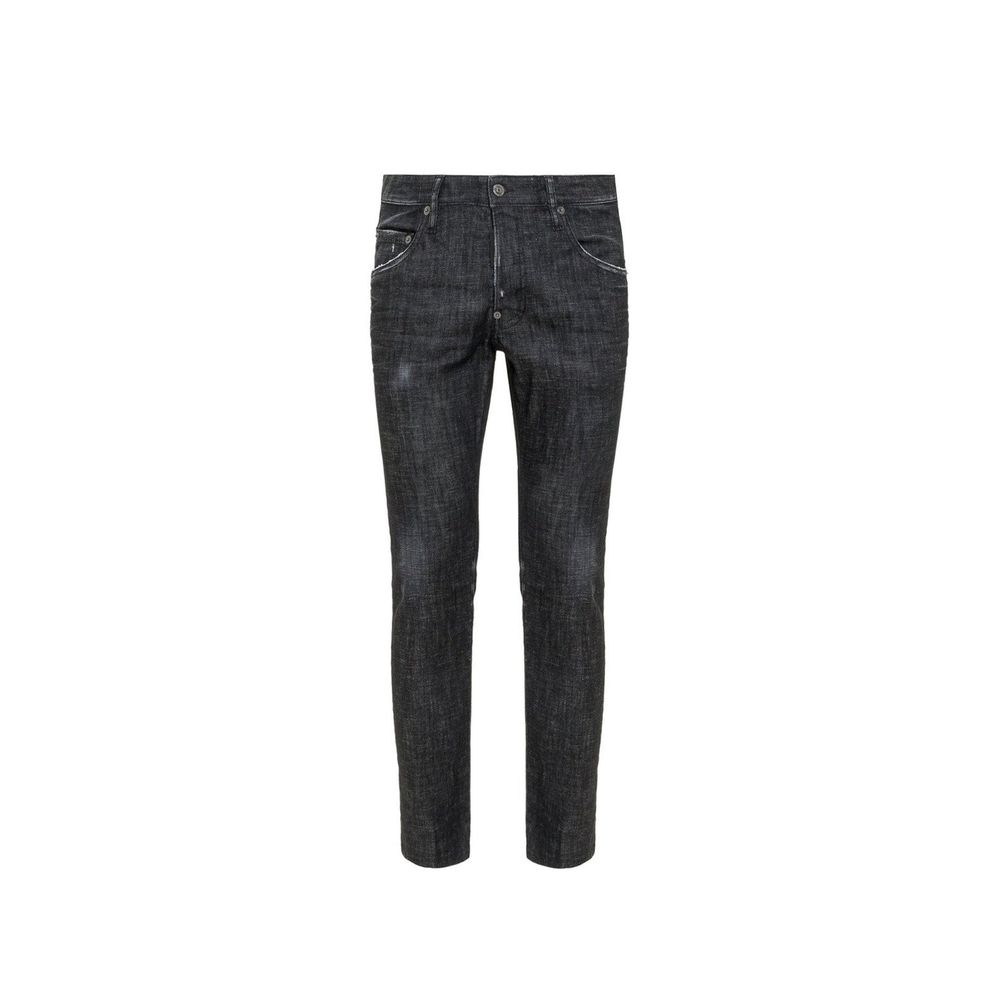 Black Cotton Slim Fit Jeans - ventzia