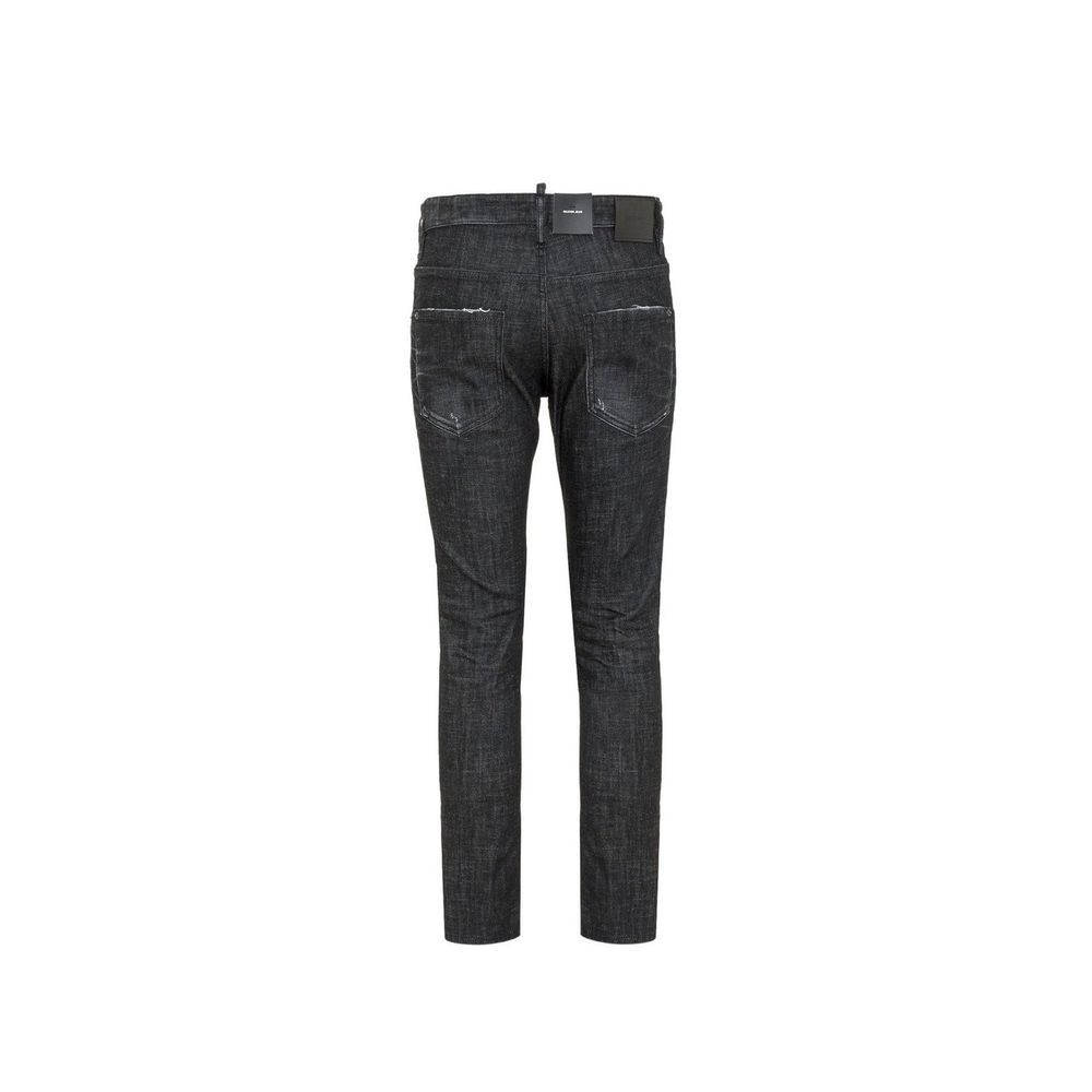 Black Cotton Slim Fit Jeans - ventzia