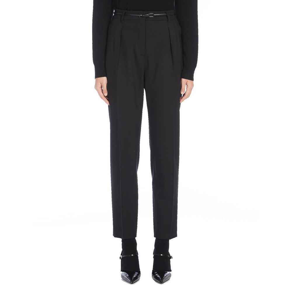 Black Elastane Dress Pants - ventzia