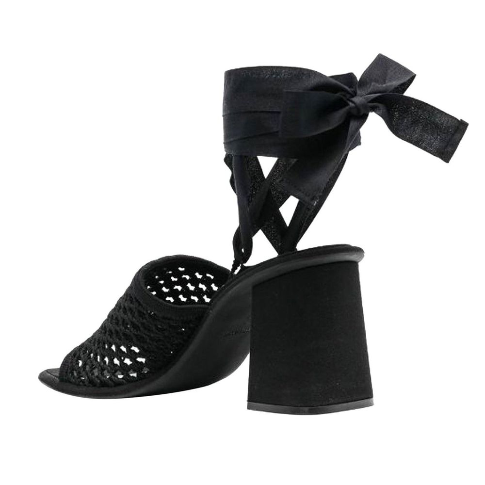 Black Fabric Platform Sandals - ventzia