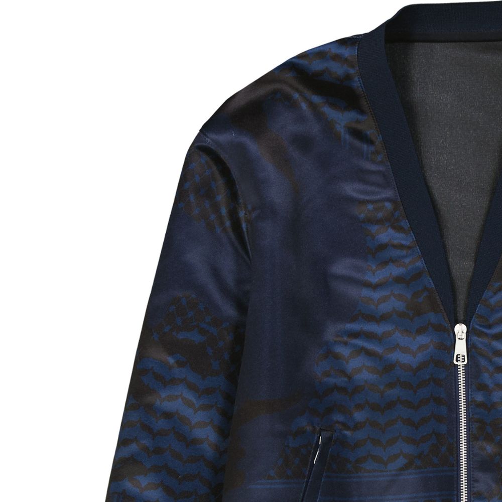 Blue Polyester Bomber - ventzia