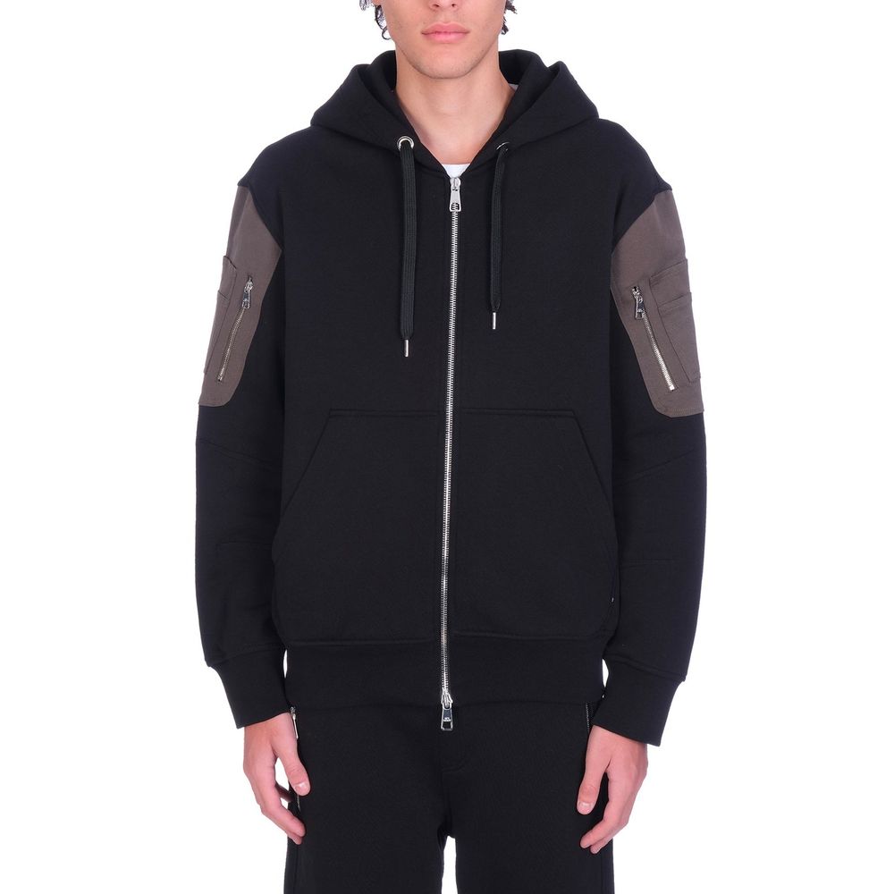 Black Cotton Sweatshirt - ventzia
