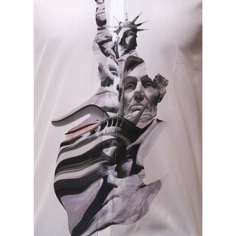 White Cotton Pattern Shirt - ventzia