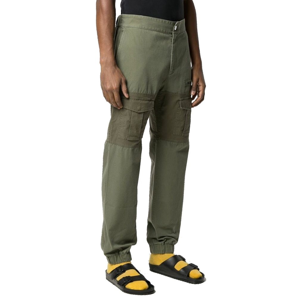 Bicolor Cotton Cargo Pants - ventzia